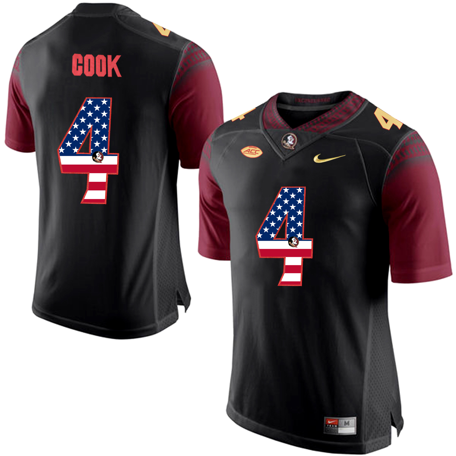 US Flag Fashion Men Florida State Seminoles Dalvin Cook #4 College Football Limited Jersey  Black->ncaa teams->NCAA Jersey